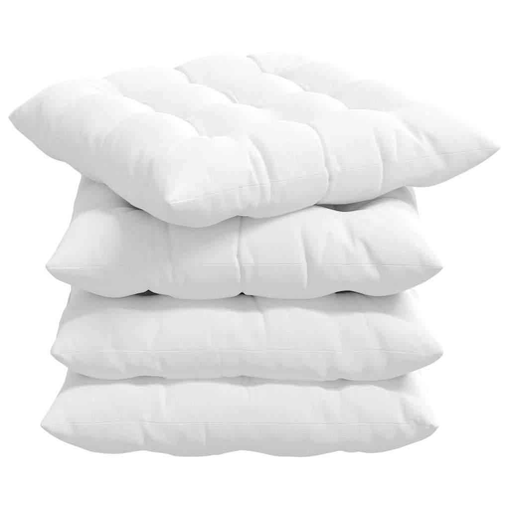 vidaXL Poduszki na siedziska 4 pcs Biały 40 x 40 x 6 cm tkanina