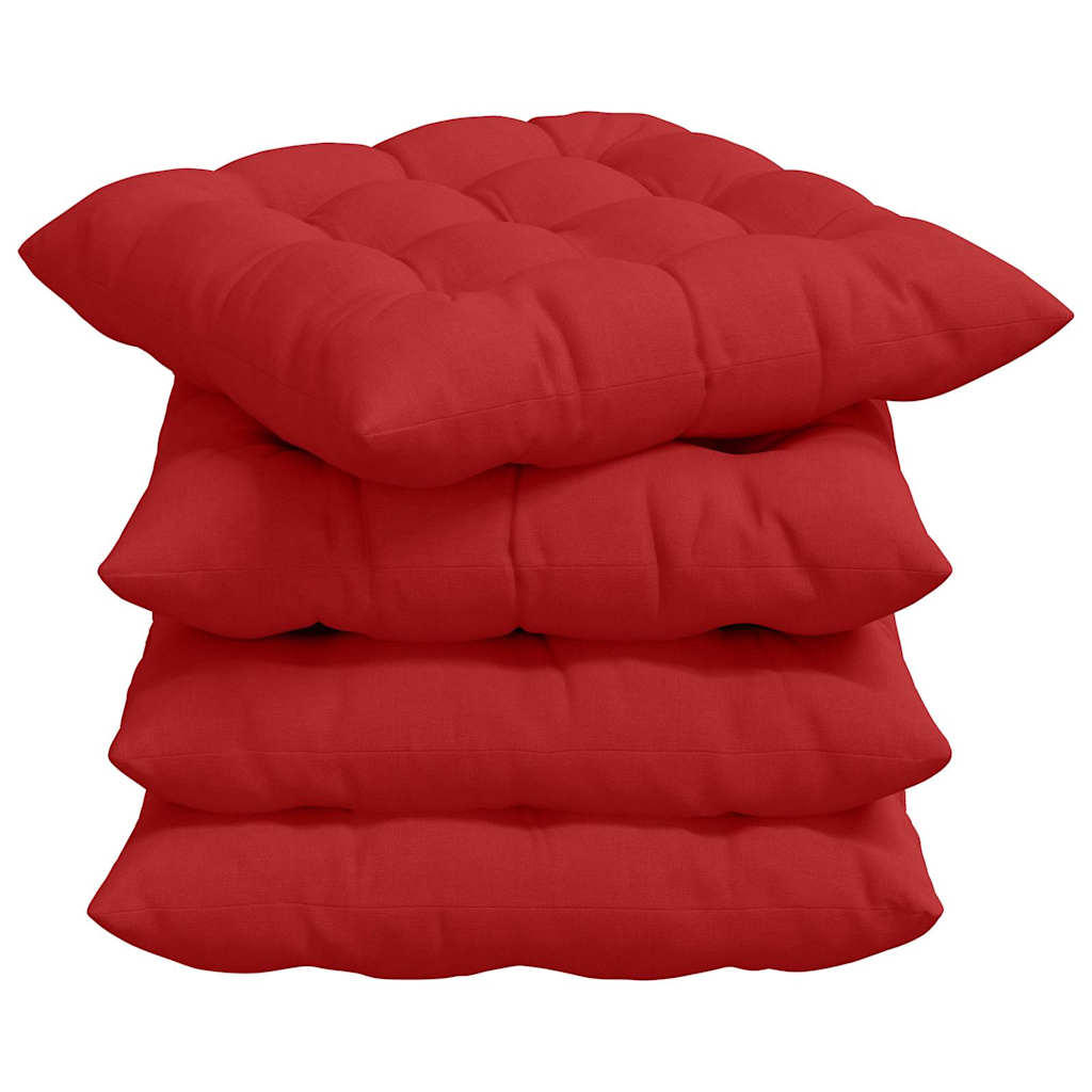 vidaXL Poduszki na siedziska 4 pcs Czerwony 40 x 40 x 6 cm tkanina