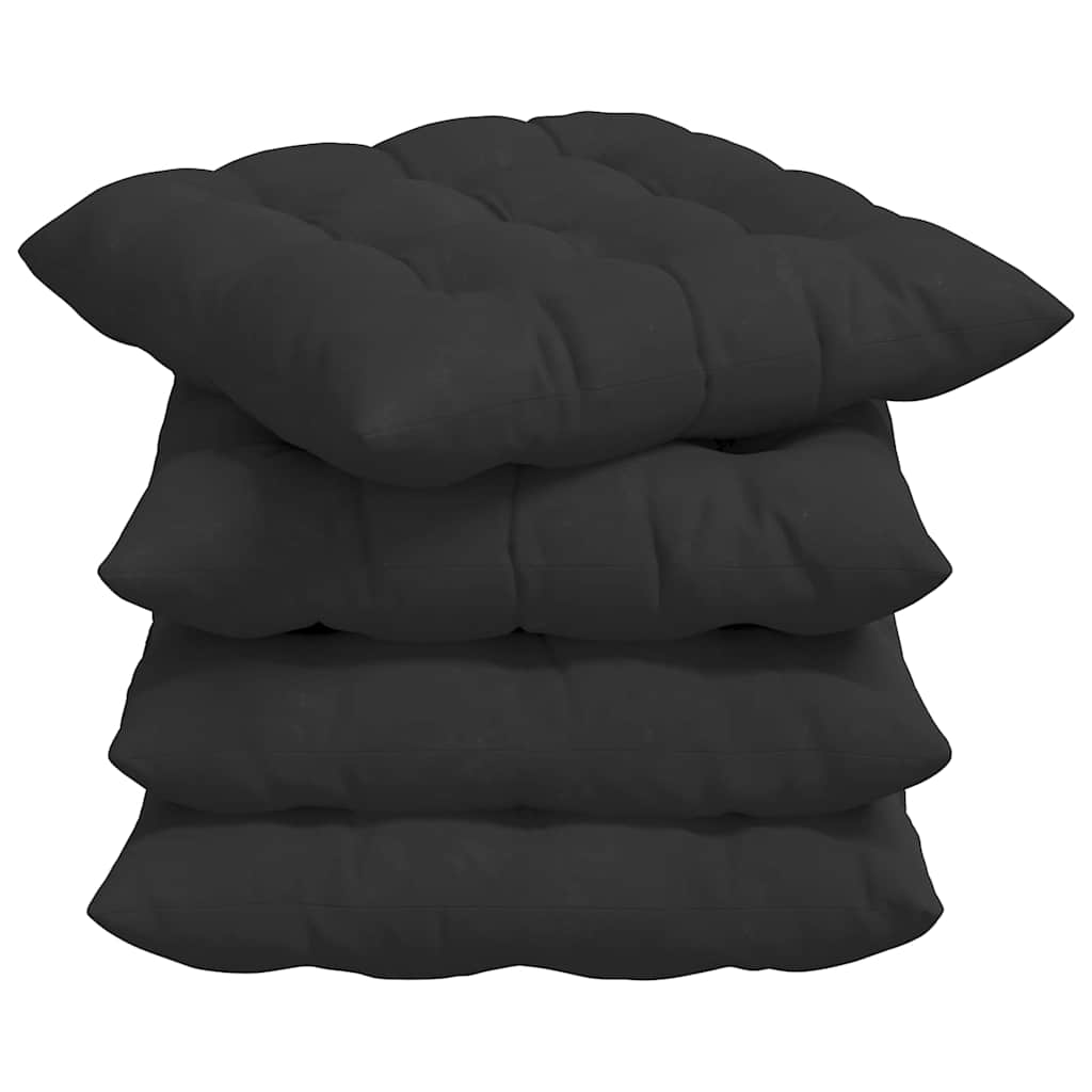 vidaXL Poduszki na siedziska 4 pcs Czarny 40 x 40 x 6 cm Mikrofibra