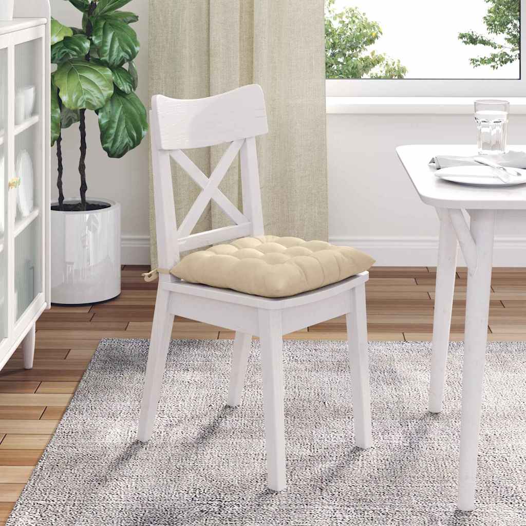 vidaXL Poduszki na siedziska 4 pcs Kremowy 40 x 40 x 6 cm Mikrofibra