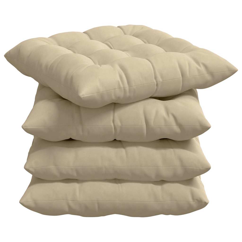 vidaXL Poduszki na siedziska 4 pcs Kremowy 40 x 40 x 6 cm Mikrofibra