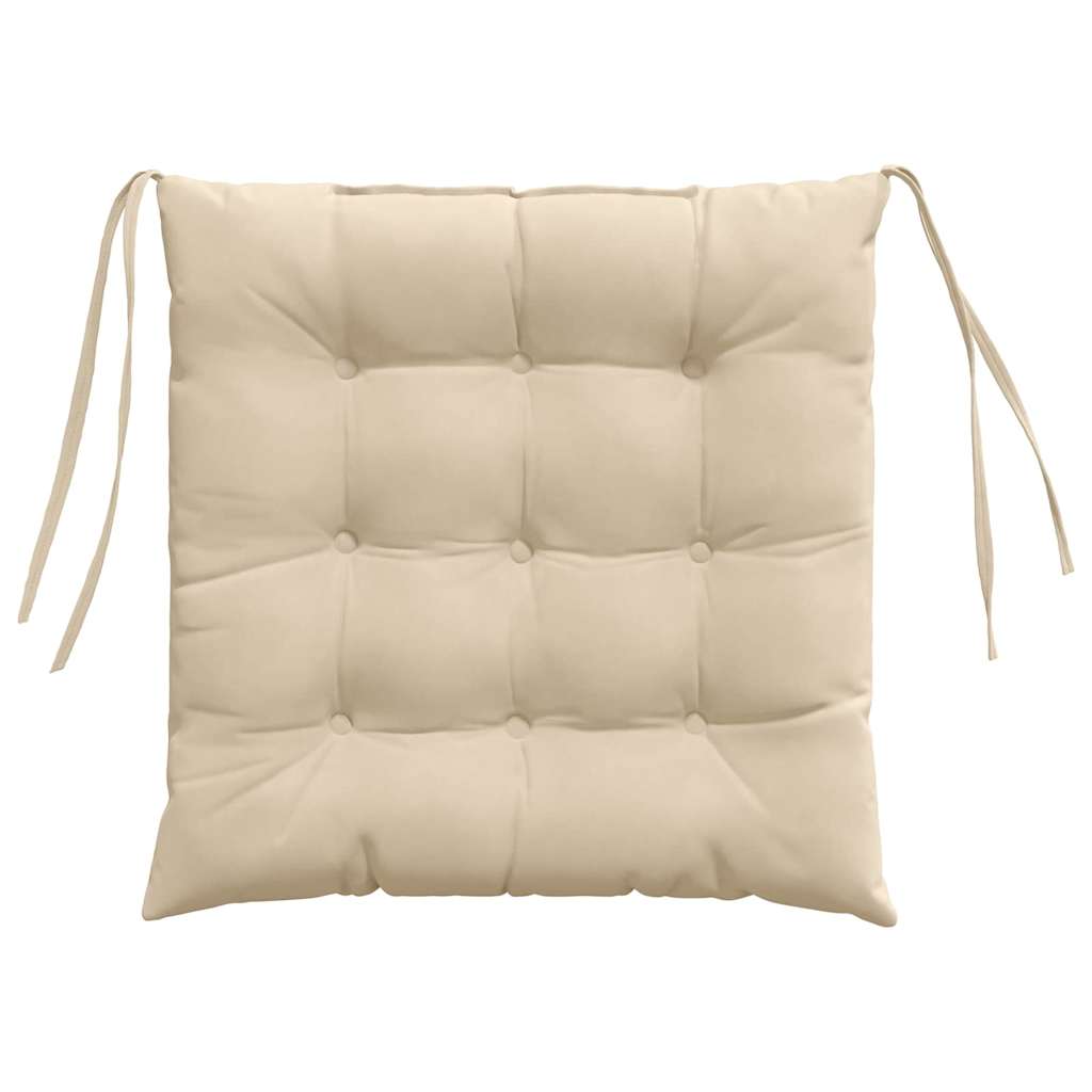 vidaXL Poduszki na siedziska 4 pcs Kremowy 40 x 40 x 6 cm Mikrofibra