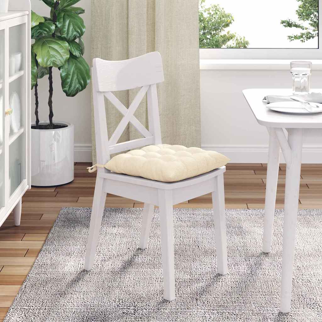 vidaXL Poduszki na siedziska 4 pcs Kremowy 40 x 40 x 6 cm