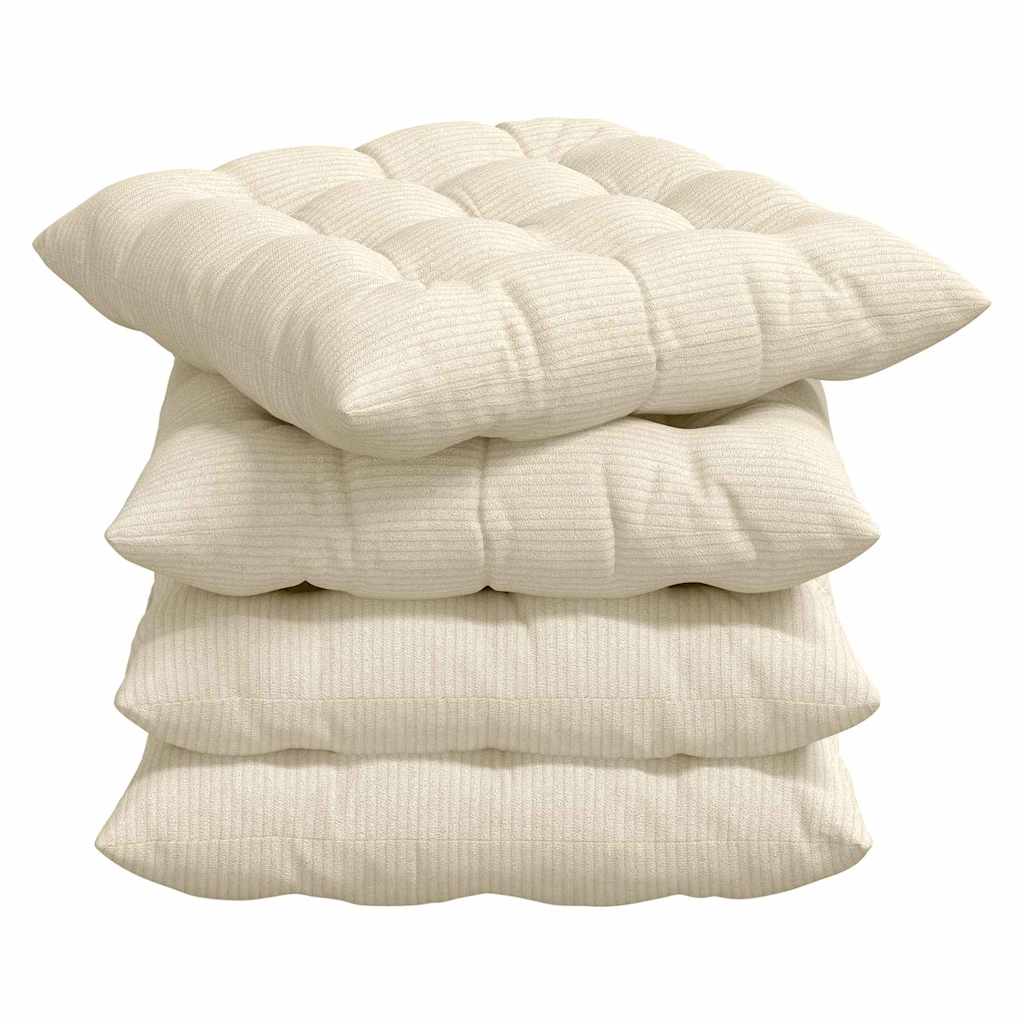 vidaXL Poduszki na siedziska 4 pcs Kremowy 40 x 40 x 6 cm