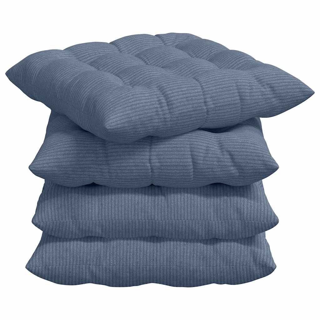vidaXL Poduszki na siedziska 4 pcs Niebieski 40 x 40 x 6 cm
