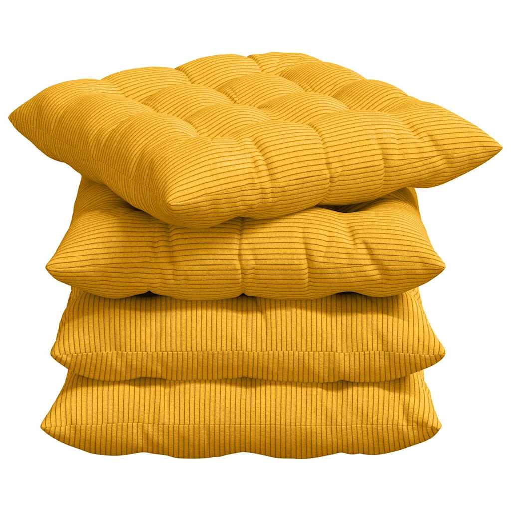 vidaXL Poduszki na siedziska 4 pcs Jasnożółty 40 x 40 x 6 cm