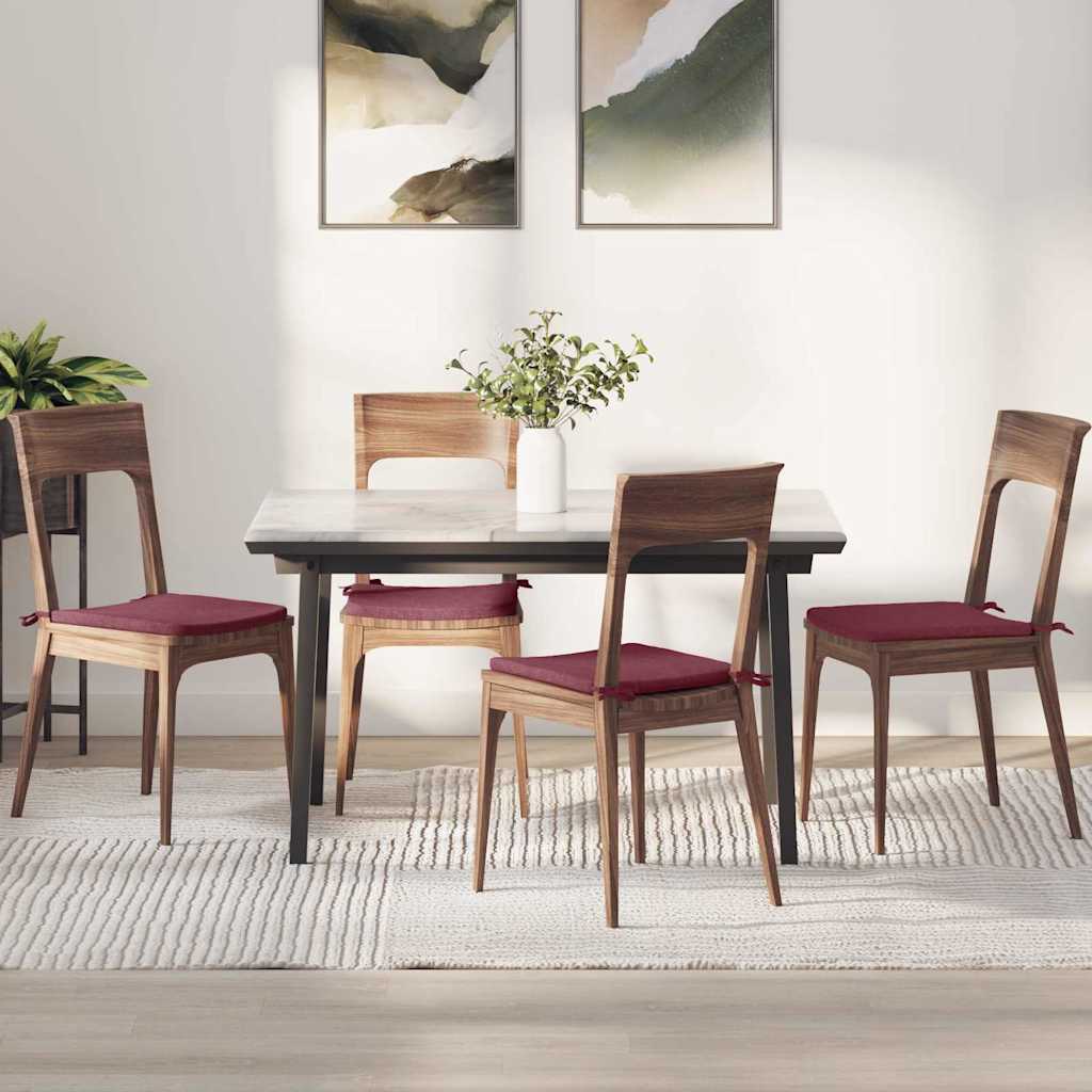 vidaXL Poduszki na siedziska 4 pcs Czerwone wino 40 x 40 x 3 cm