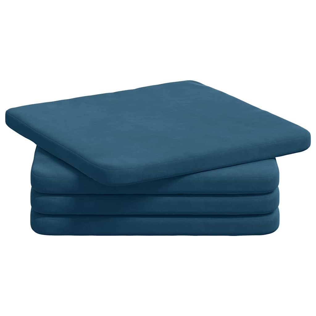 vidaXL Poduszki na siedziska 4 pcs Niebieski 40 x 40 x 3 cm Aksamit