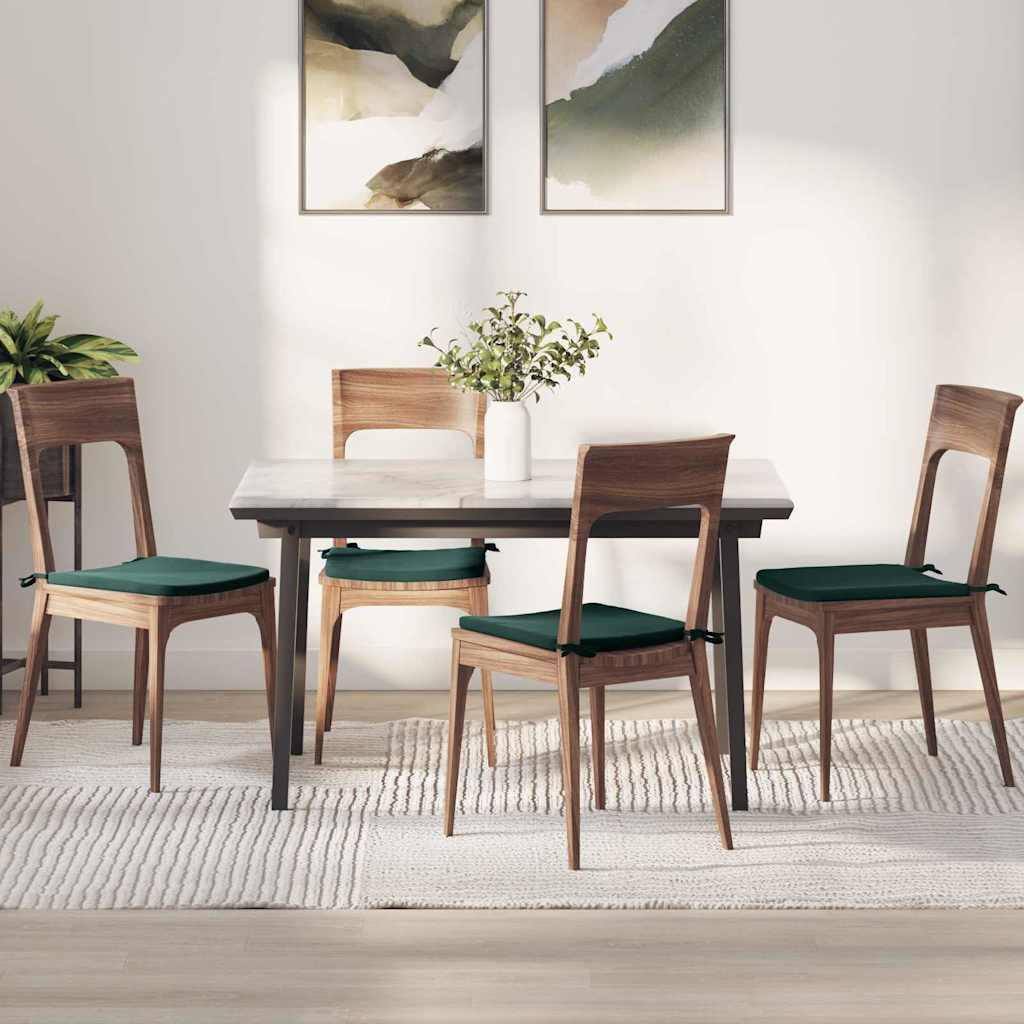 vidaXL Poduszki na siedziska 4 pcs Ciemna zieleń 40 x 40 x 3 cm