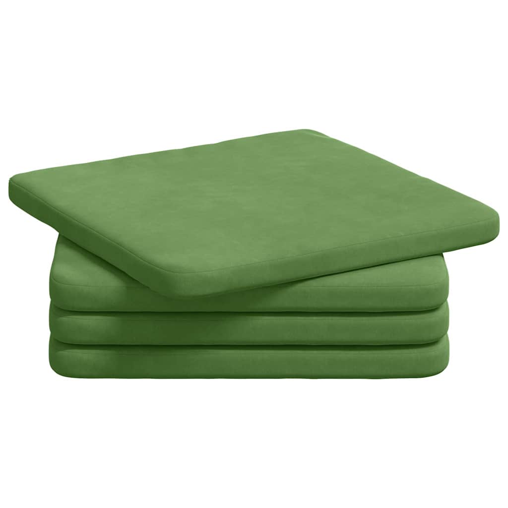 vidaXL Poduszki na siedziska 4 pcs Jasnozielony 40 x 40 x 3 cm Aksamit