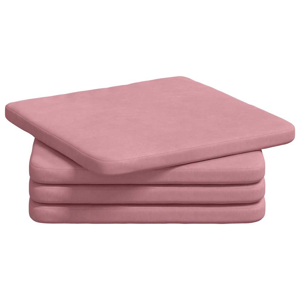 vidaXL Poduszki na siedziska 4 pcs Różowy 40 x 40 x 3 cm Aksamit