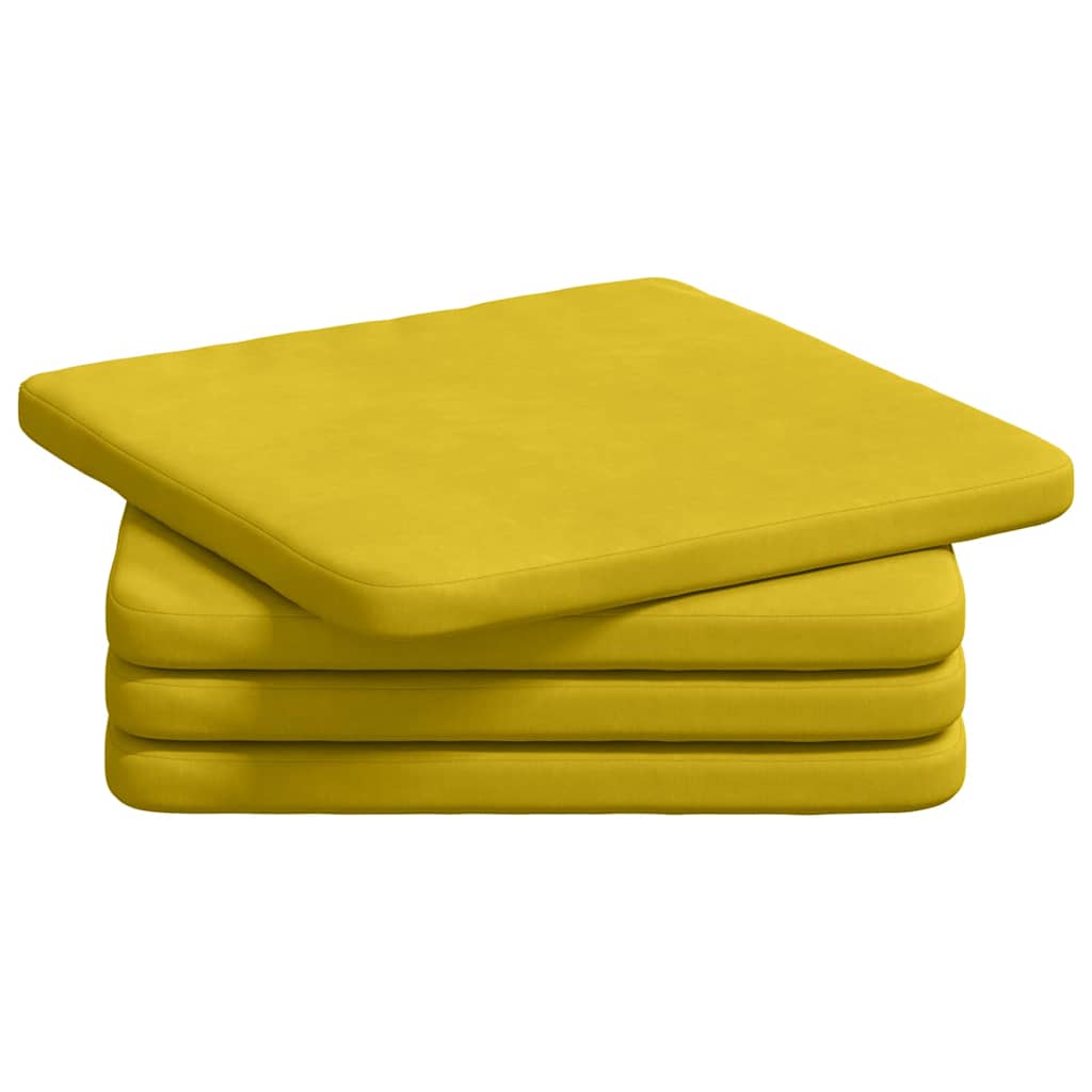 vidaXL Poduszki na siedziska 4 pcs Żółty 40 x 40 x 3 cm Aksamit
