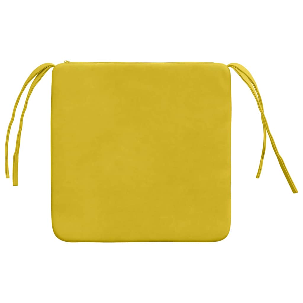 vidaXL Poduszki na siedziska 4 pcs Żółty 40 x 40 x 3 cm Aksamit