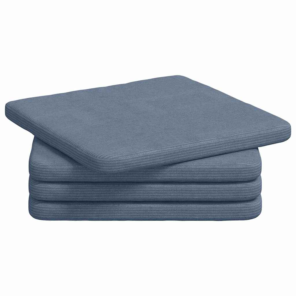 vidaXL Poduszki na siedziska 4 pcs Niebieski 40 x 40 x 3 cm