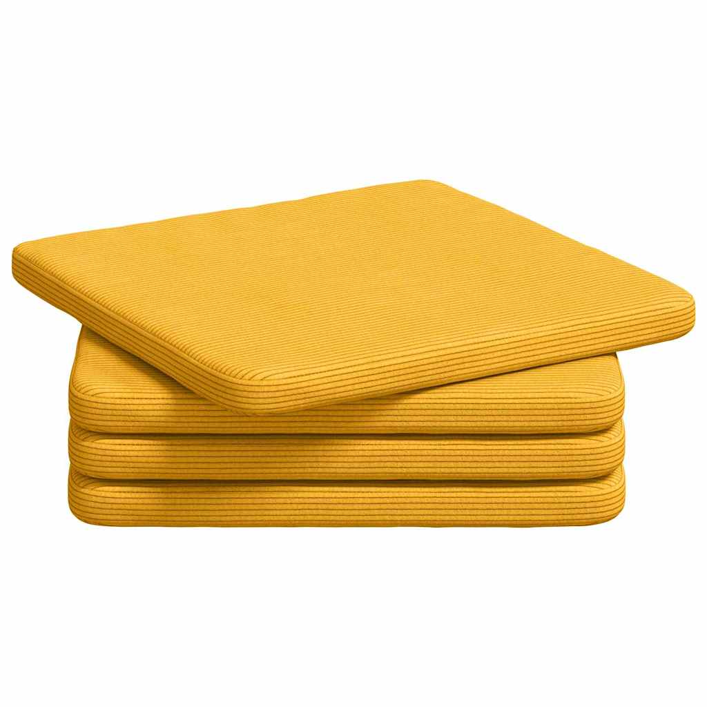 vidaXL Poduszki na siedziska 4 pcs Jasnożółty 40 x 40 x 3 cm