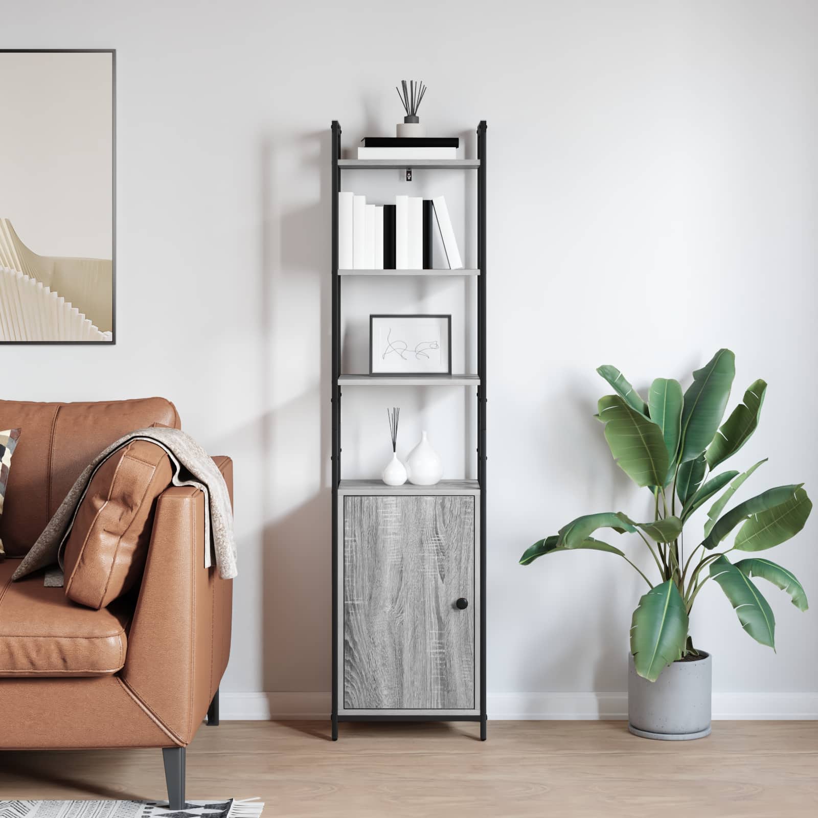 vidaXL Szafka na książki Szary Sonoma 40 x 24 x 161 cm