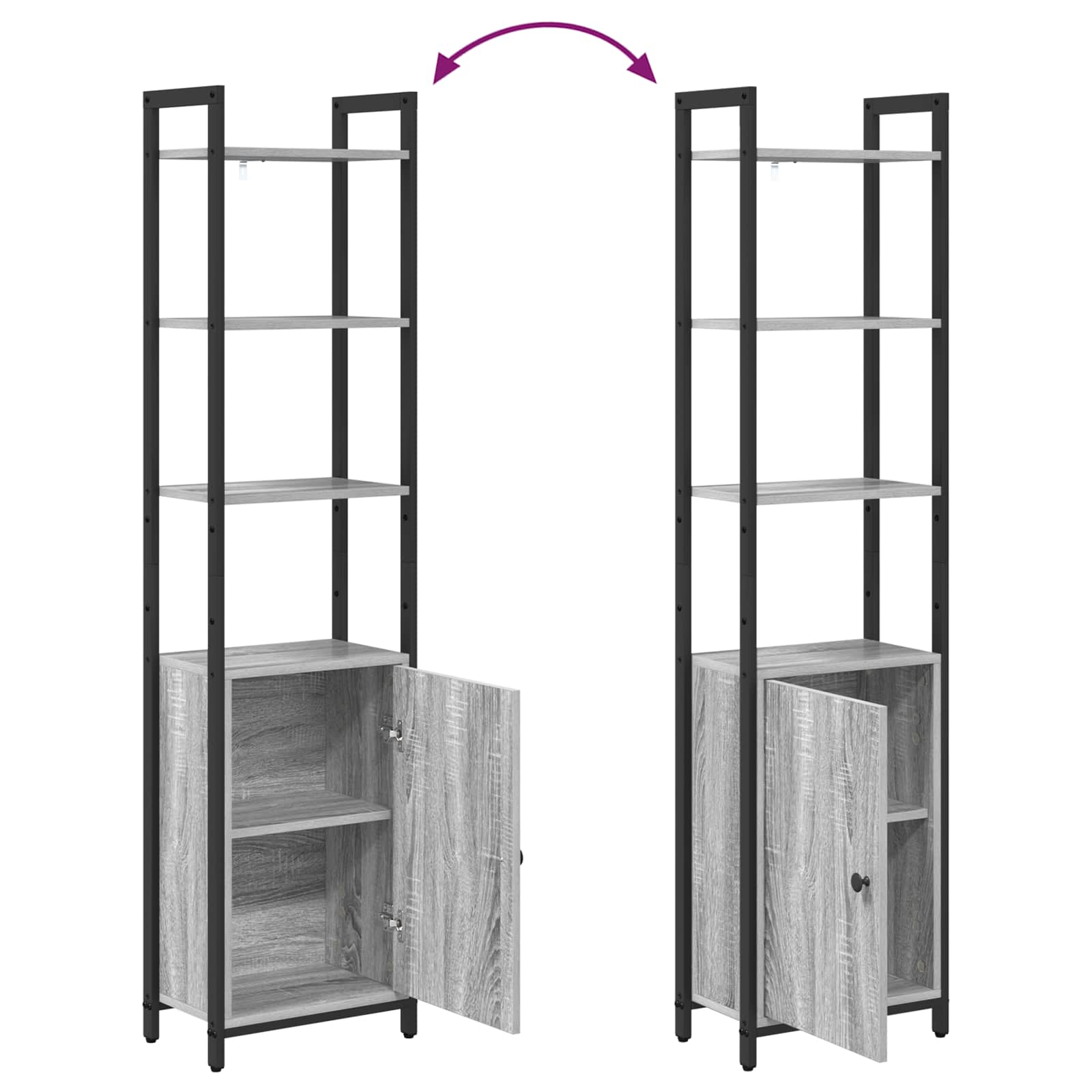 vidaXL Szafka na książki Szary Sonoma 40 x 24 x 161 cm