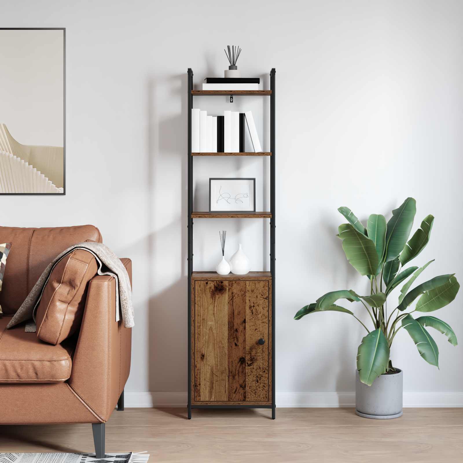vidaXL Szafka na książki Stare drewno 40 x 24 x 161 cm