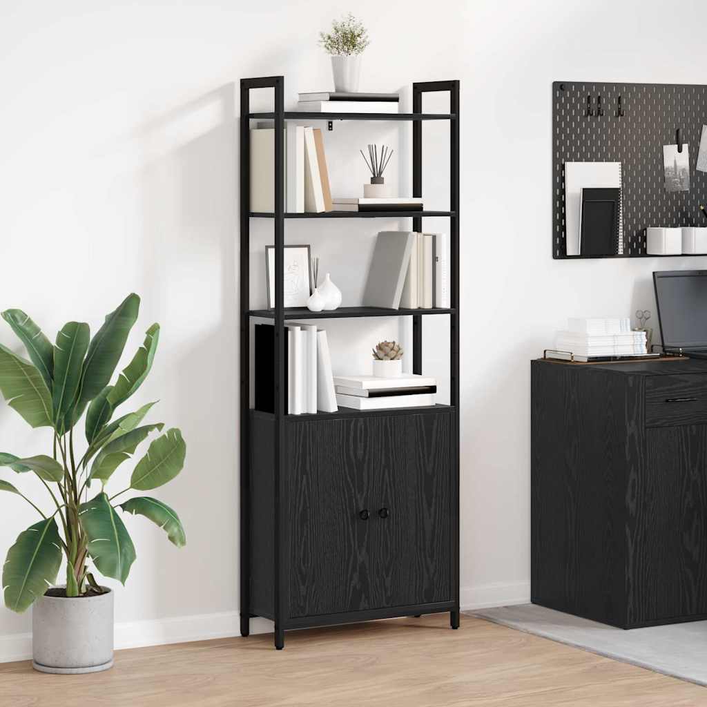 vidaXL Szafka na książki Czarny Dąb 60 x 24 x 161 cm