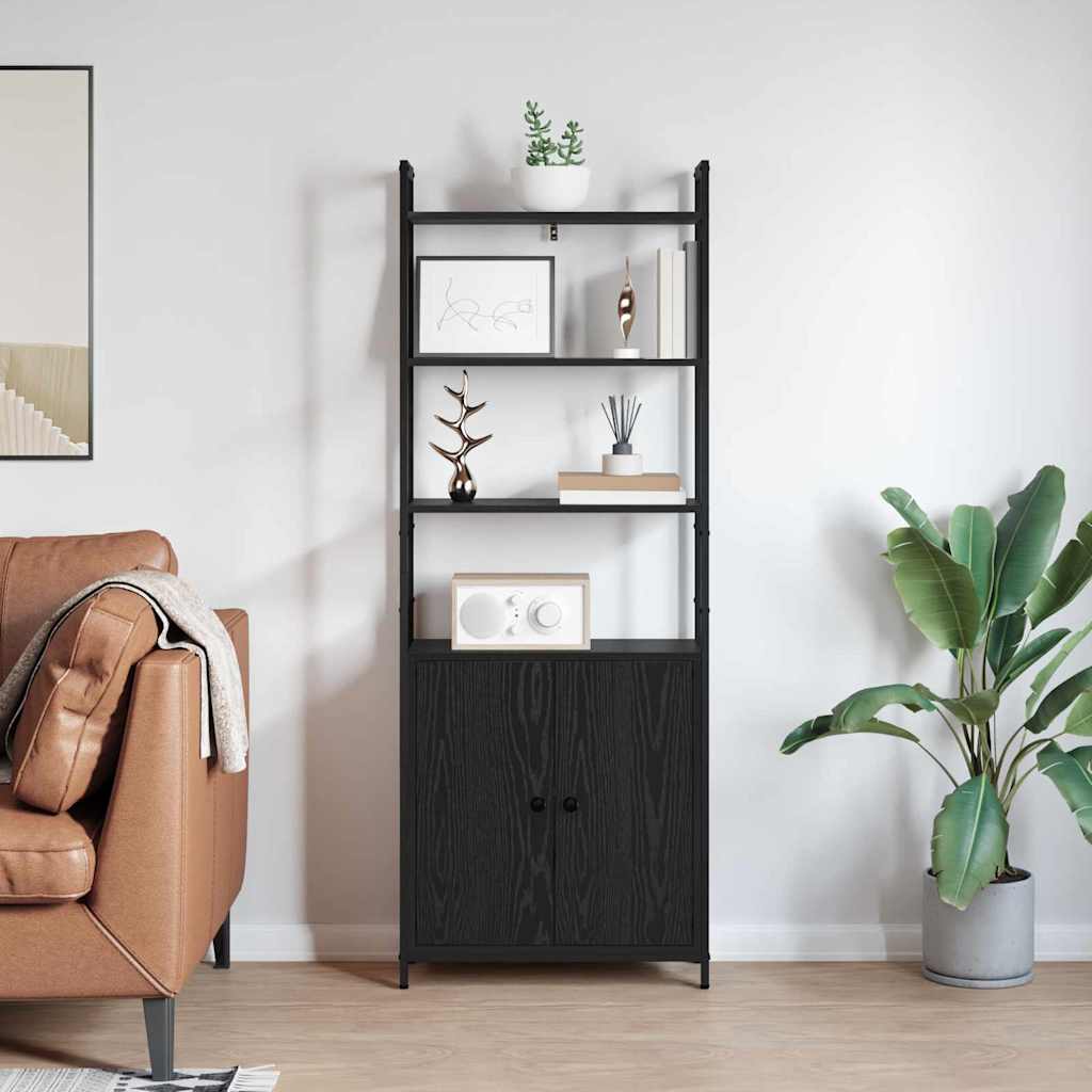 vidaXL Szafka na książki Czarny Dąb 60 x 24 x 161 cm