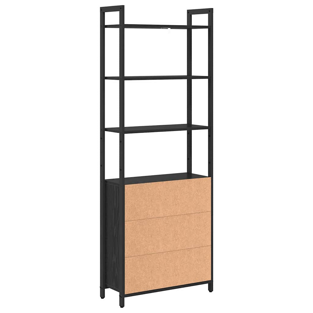 vidaXL Szafka na książki Czarny Dąb 60 x 24 x 161 cm