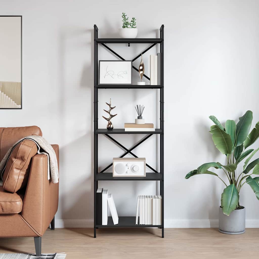 vidaXL Półka na książki Czarny Dąb 56 x 34 x 171 cm