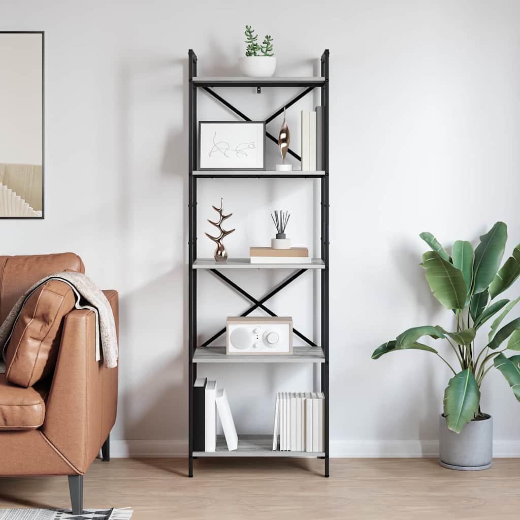 vidaXL Półka na książki Szary Sonoma 56 x 34 x 171 cm