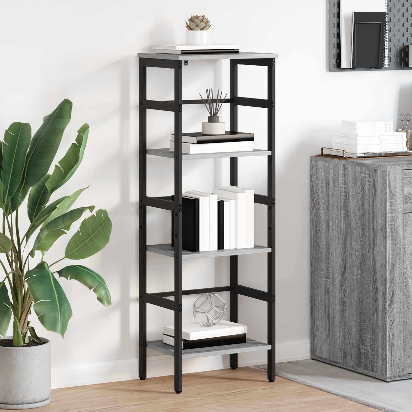 vidaXL Półka na książki Szary Sonoma 40 x 29,5 x 115 cm