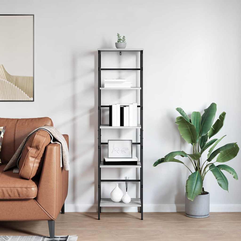 vidaXL Półka na książki Szary Sonoma 40 x 29,5 x 149 cm