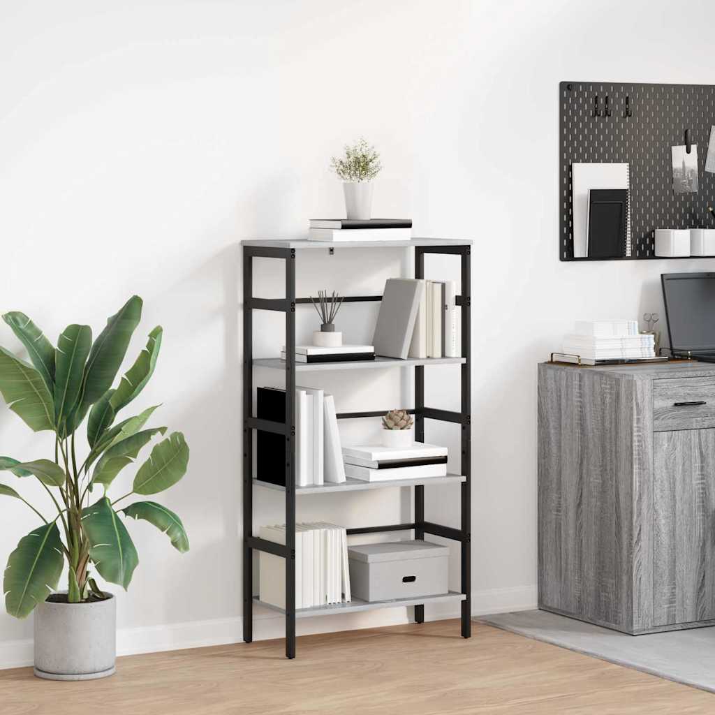 vidaXL Półka na książki Szary Sonoma 60 x 29,5 x 115 cm
