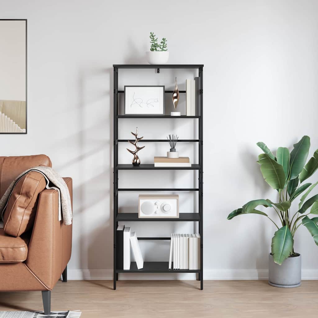 vidaXL Półka na książki Czarny Dąb 60 x 29,5 x 149 cm