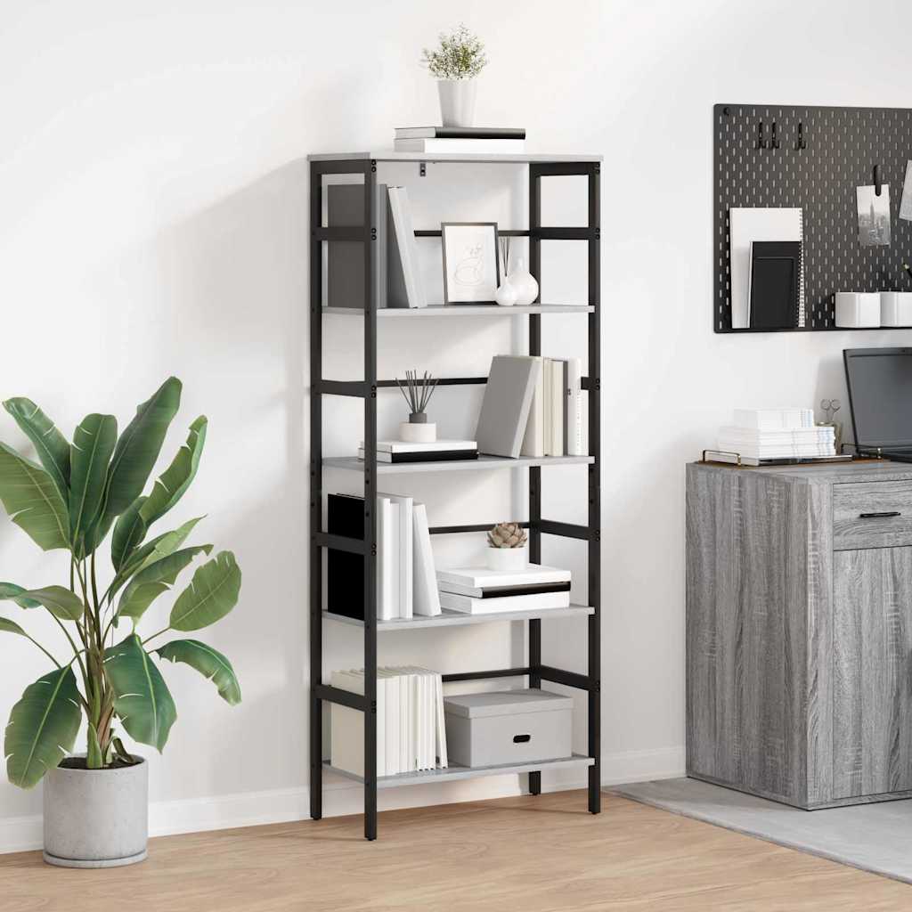 vidaXL Półka na książki Szary Sonoma 60 x 29,5 x 149 cm
