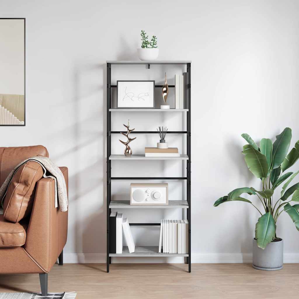 vidaXL Półka na książki Szary Sonoma 60 x 29,5 x 149 cm
