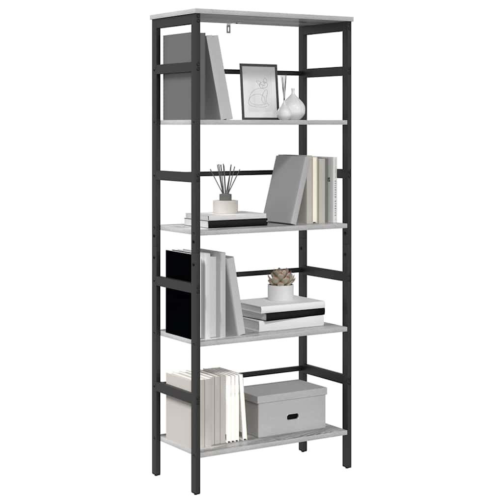 vidaXL Półka na książki Szary Sonoma 60 x 29,5 x 149 cm