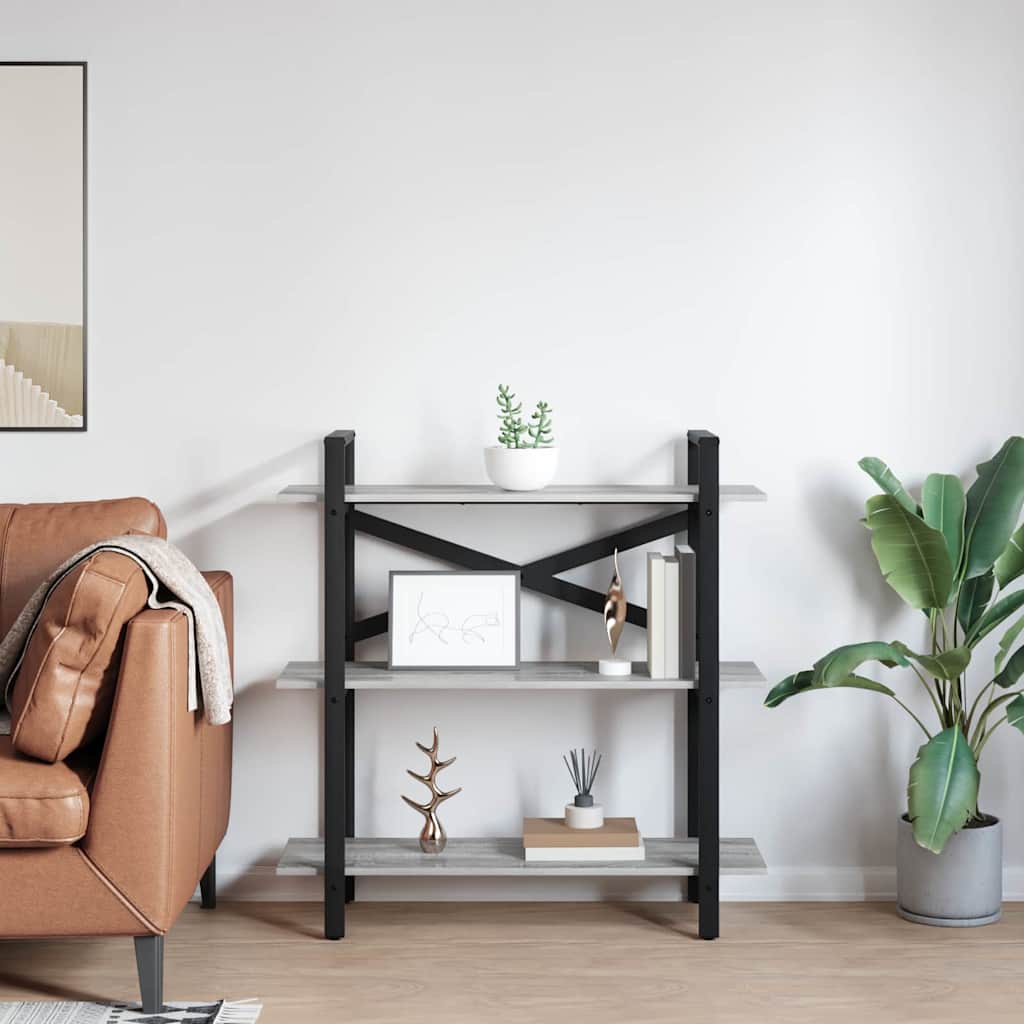 vidaXL Półka na książki Szary Sonoma 100 x 33,5 x 102 cm