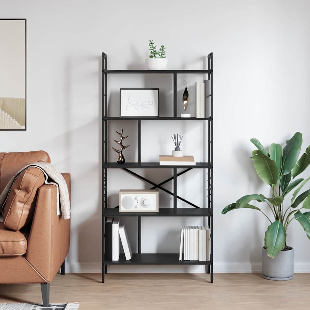 vidaXL Półka na książki Czarny Dąb 75 x 30 x 156 cm