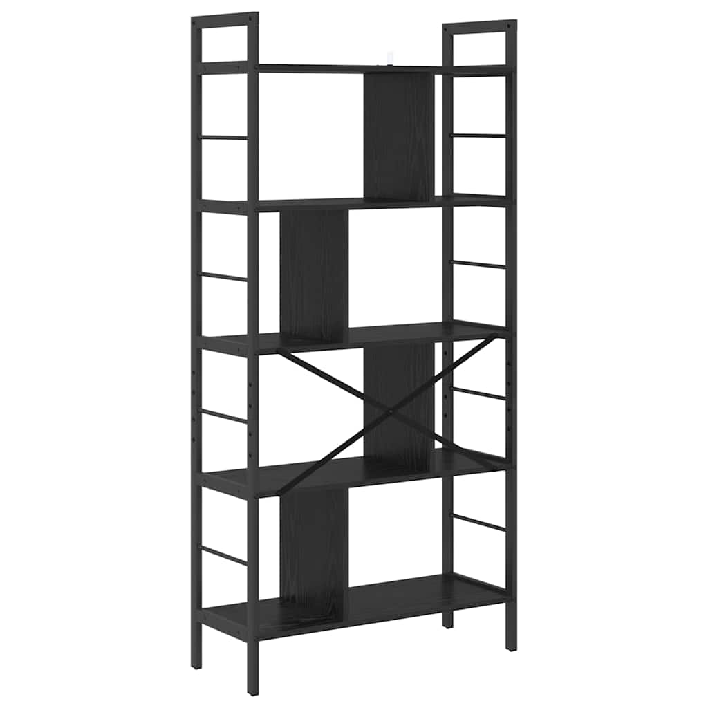 vidaXL Półka na książki Czarny Dąb 75 x 30 x 156 cm