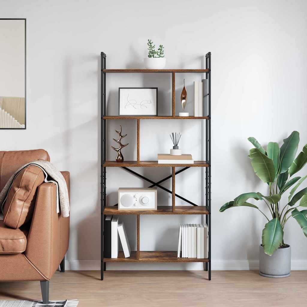 vidaXL Półka na książki Dąb wędzony 75 x 30 x 156 cm