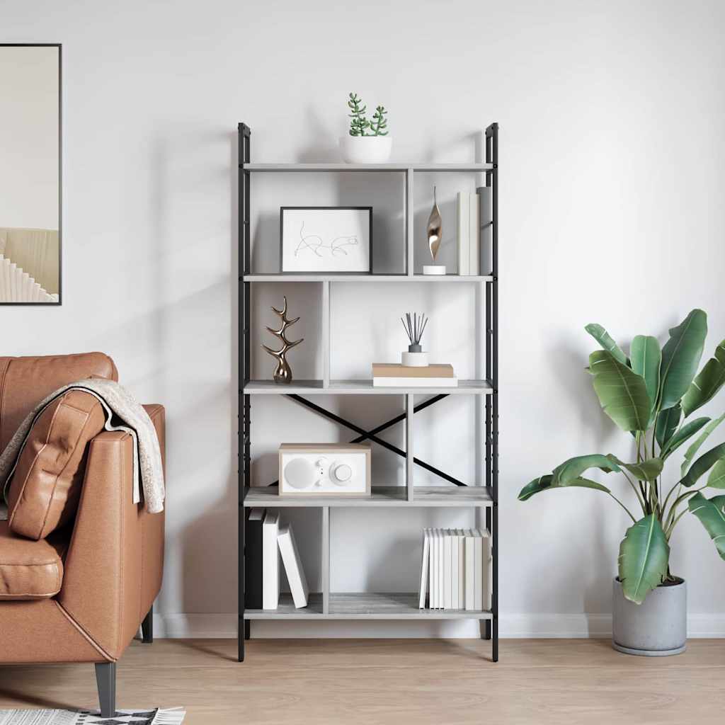 vidaXL Półka na książki Szary Sonoma 75 x 30 x 156 cm
