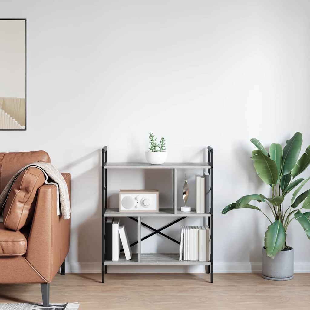 vidaXL Półka na książki Szary Sonoma 75 x 30 x 91 cm
