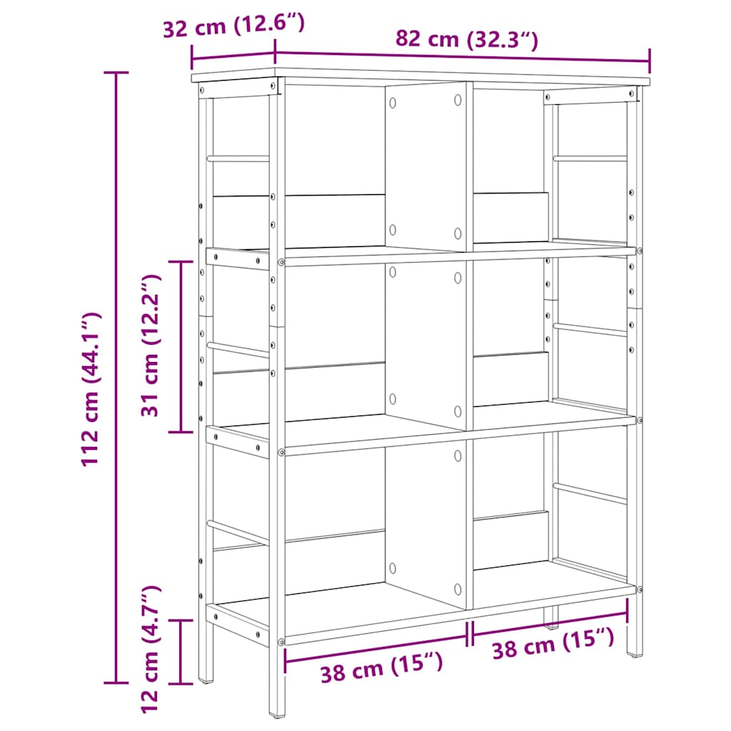 vidaXL Półka na książki Dąb Sonoma 82 x 32 x 112 cm
