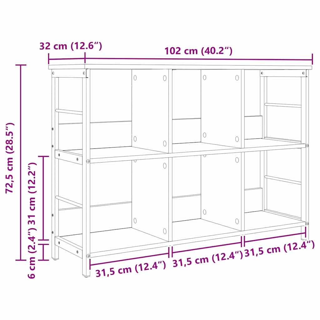 vidaXL Półka na książki Stare drewno 102 x 32 x 72,5 cm