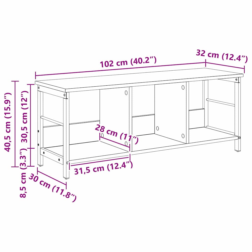 vidaXL Półka na książki Stare drewno 102 x 32 x 40,5 cm