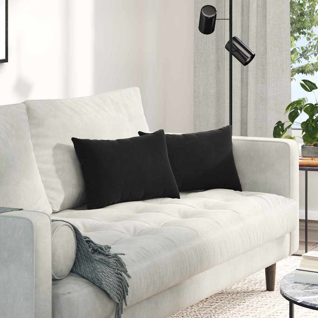 vidaXL Poduszki na sofę 2 pcs Czarny 50 x 30 cm Tkanina sztruksowa