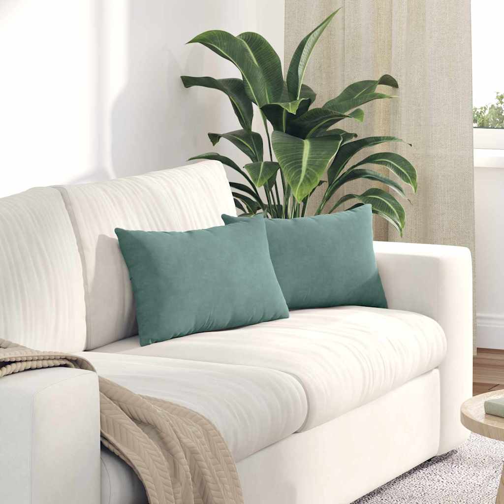 vidaXL Poduszki na sofę 2 pcs Zielony morski 50 x 30 cm