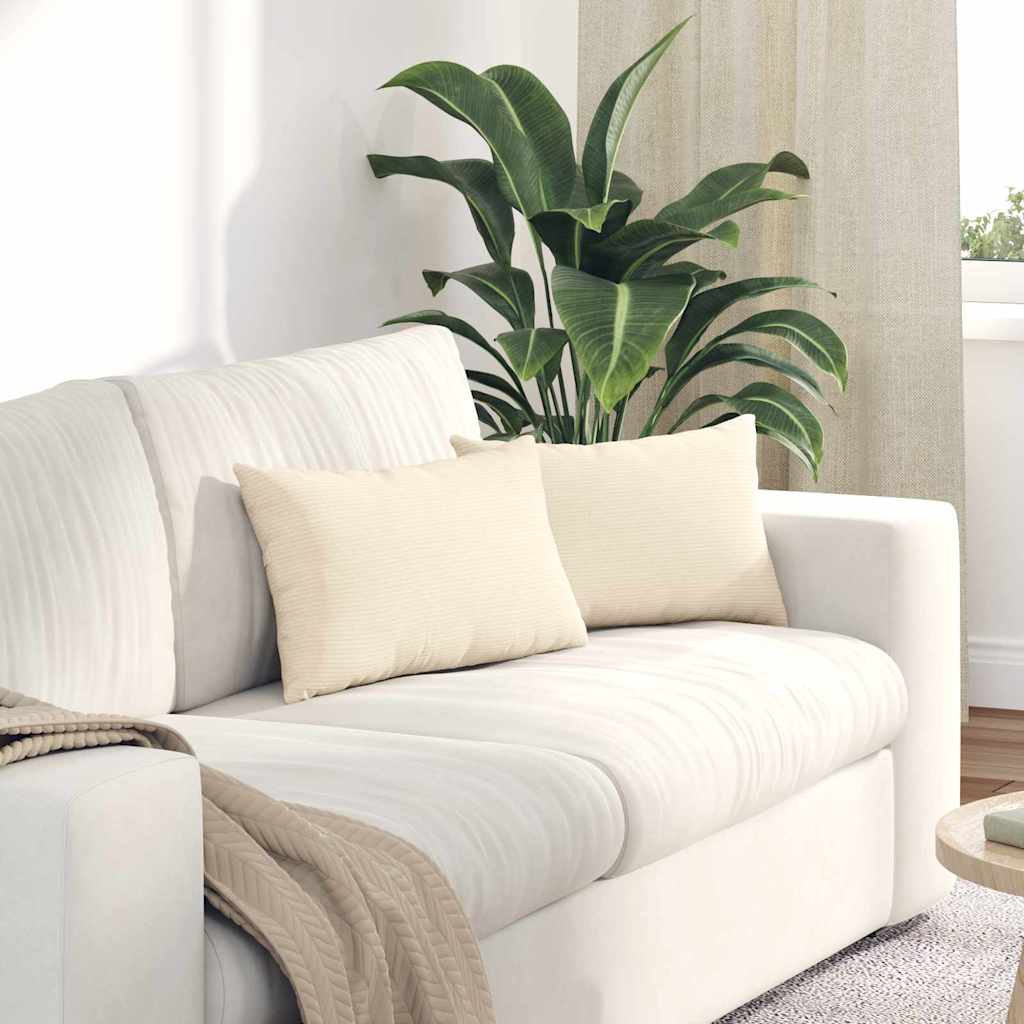 vidaXL Poduszki na sofę 2 pcs Kremowy 50 x 30 cm Tkanina sztruksowa