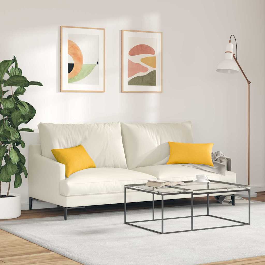 vidaXL Poduszki na sofę 2 pcs Jasnożółty 50 x 30 cm Tkanina sztruksowa
