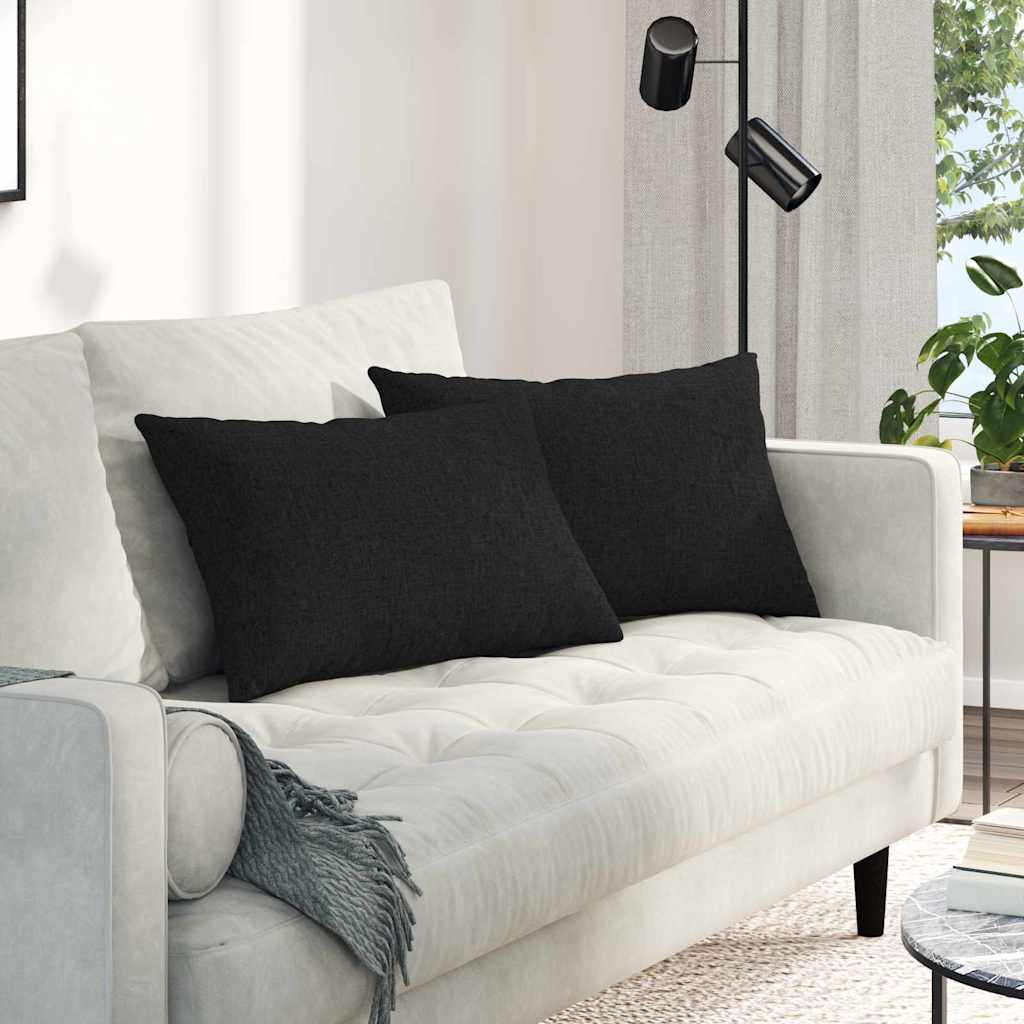 vidaXL Poduszki na sofę 2 pcs Czarny 60 x 40 cm tkanina
