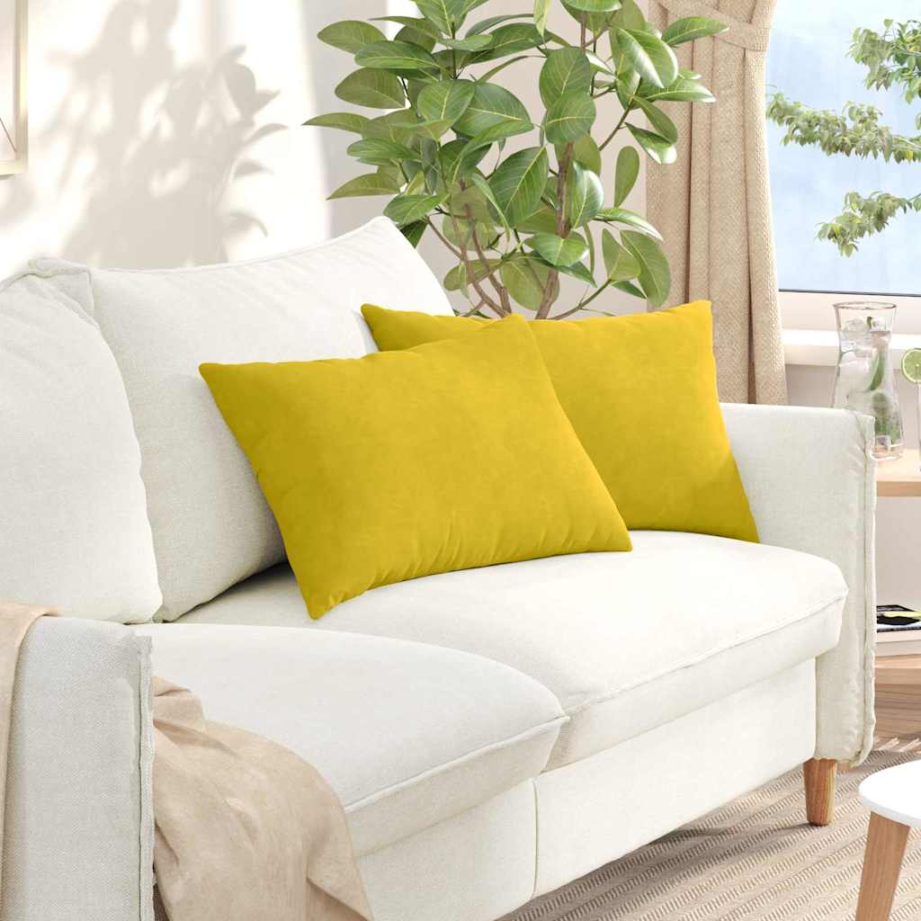 vidaXL Poduszki na sofę 2 pcs Żółty 60 x 40 cm Tkanina sztruksowa