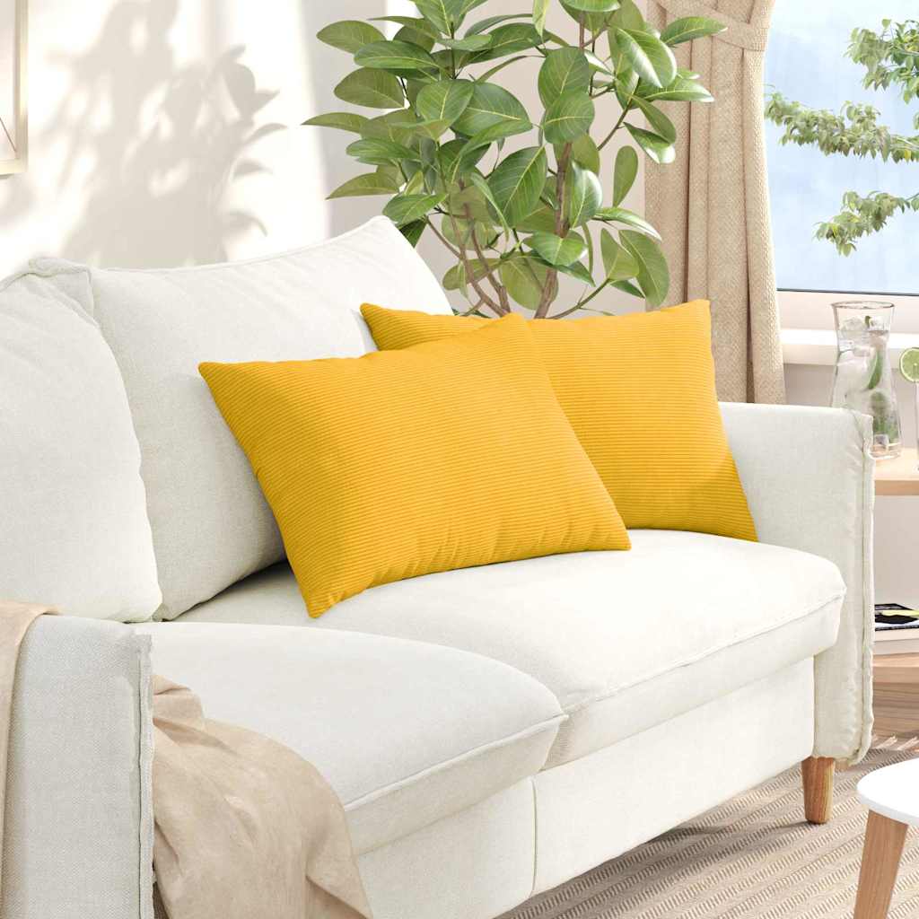 vidaXL Poduszki na sofę 2 pcs Jasnożółty 60 x 40 cm Tkanina sztruksowa
